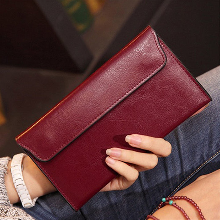 NIGEDU Women Long Wallet, Wine Red