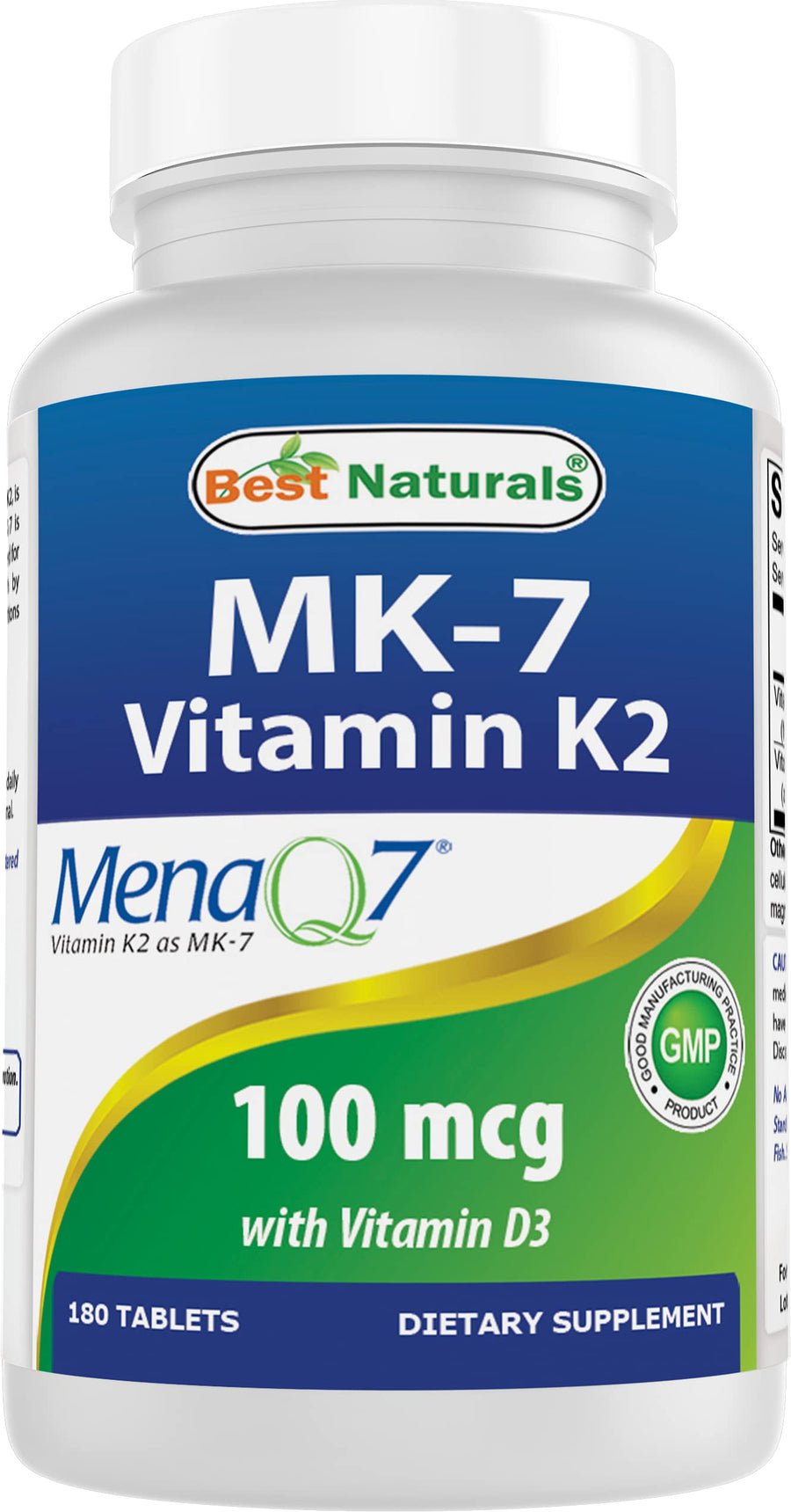 Best Naturals Vitamin K2 MK7 with D3, 5000 IU / 100 mcg, 180 Count