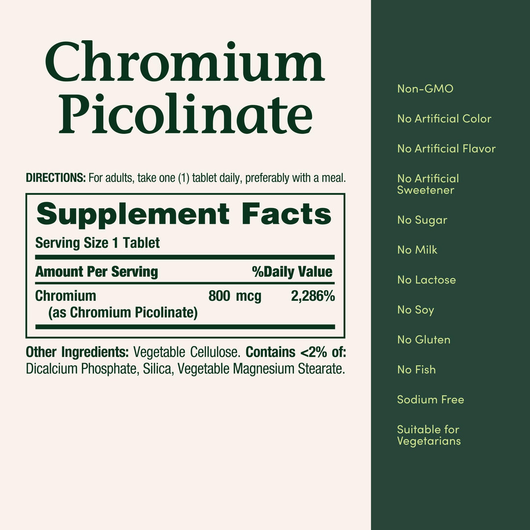Nature's Bounty Chromium Picolinate, 800 mcg, 50 Count