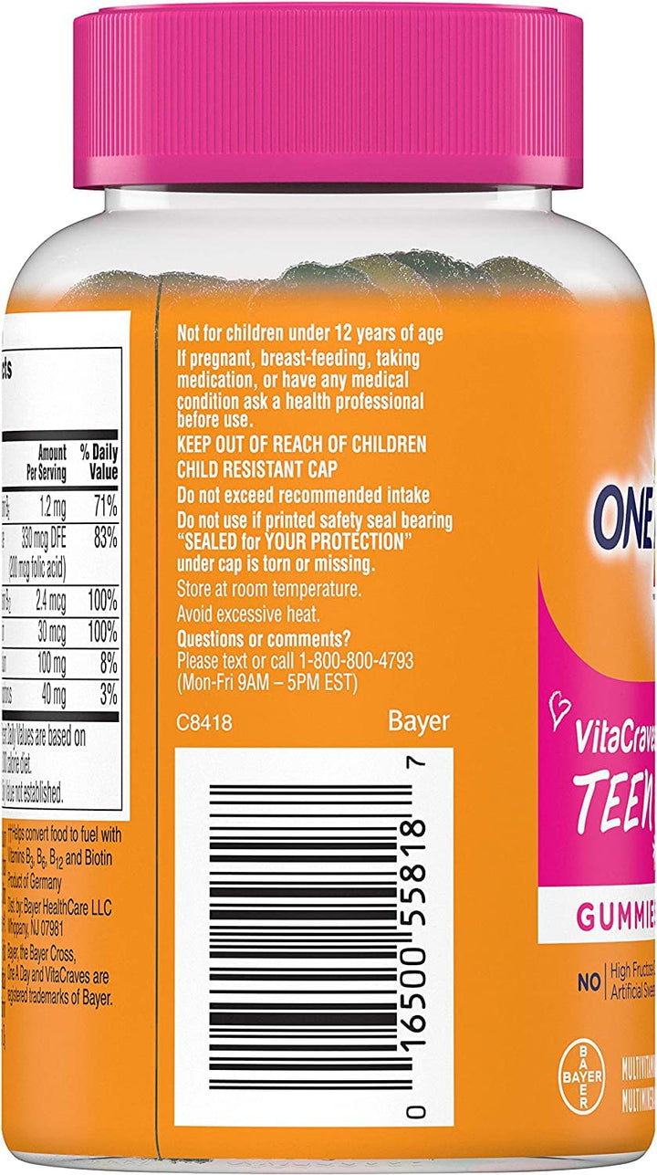 One A Day VitaCraves Teen Multi For Her Gummies, 60 Count