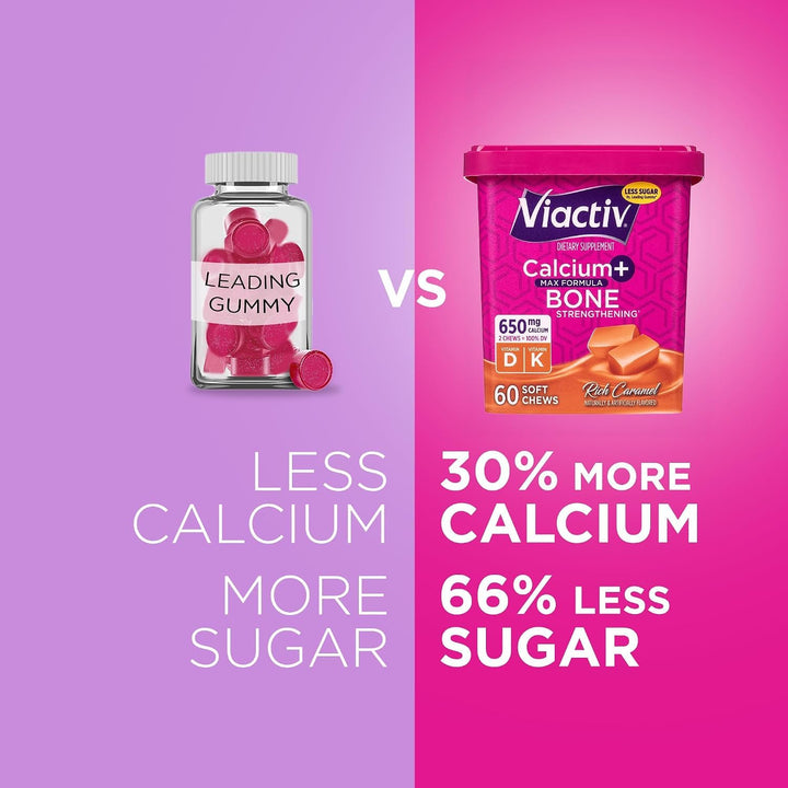 Viactiv Calcium Plus D Soft Chews, Caramel, 60 Count