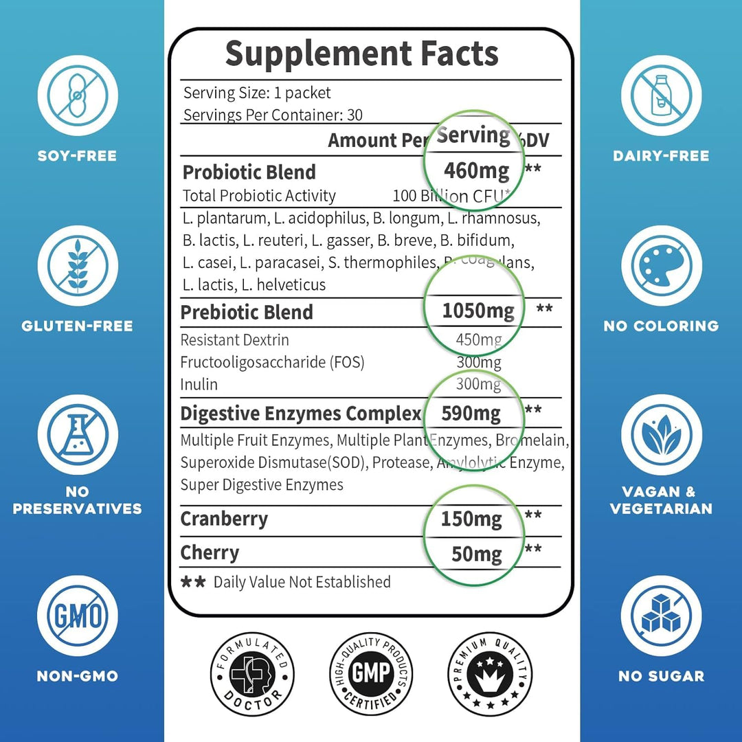 ZEBORA Probiotic Powder, 100 Billion CFU