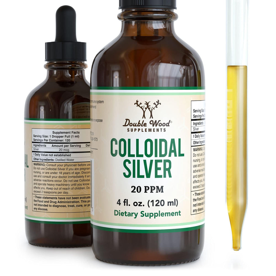 Double Wood Supplements Colloidal Silver Liquid, 20 PPM, 4 fl oz
