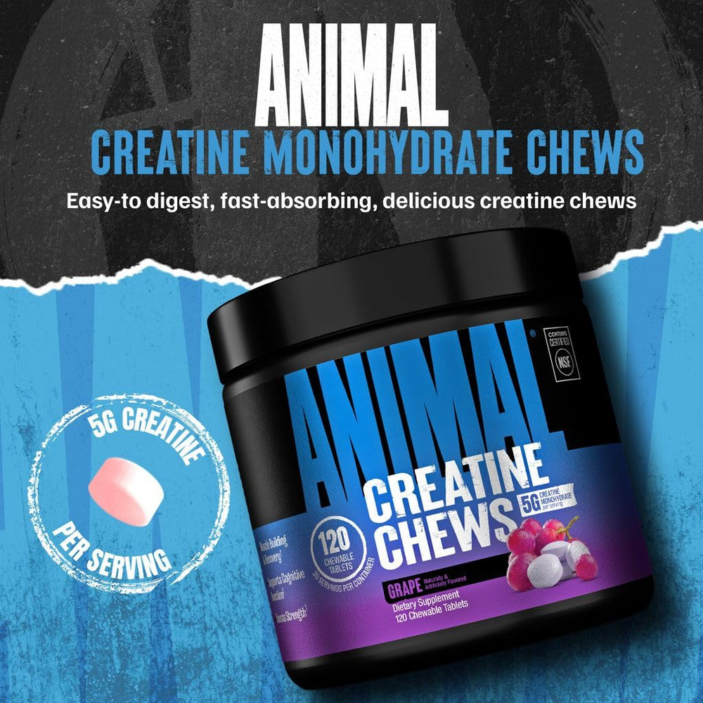 Animal Creatine Monohydrate Chews, Grape, 120 Count
