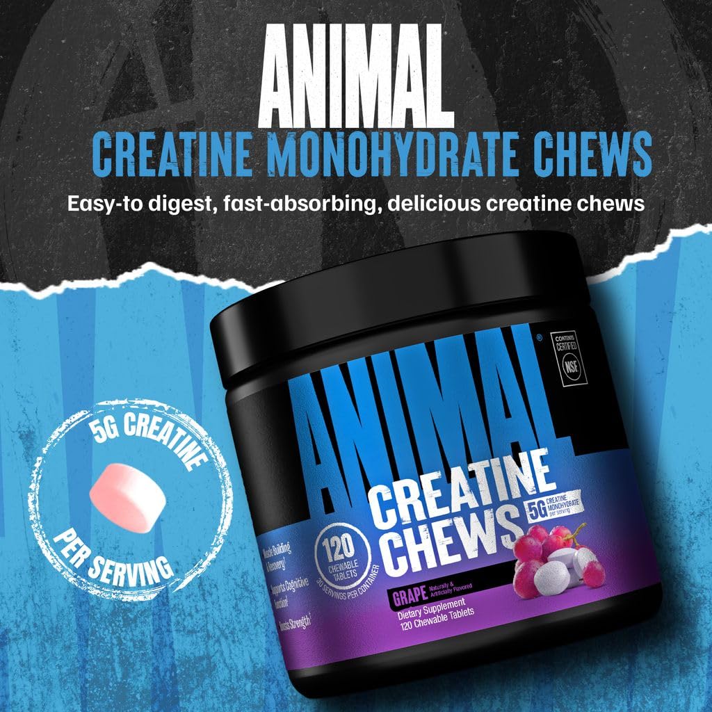 Animal Creatine Monohydrate Chews, Grape, 120 Count