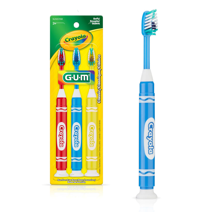 GUM Crayola Kids' Metallic Marker Toothbrush, Soft, Assorted Colors, 3 Count