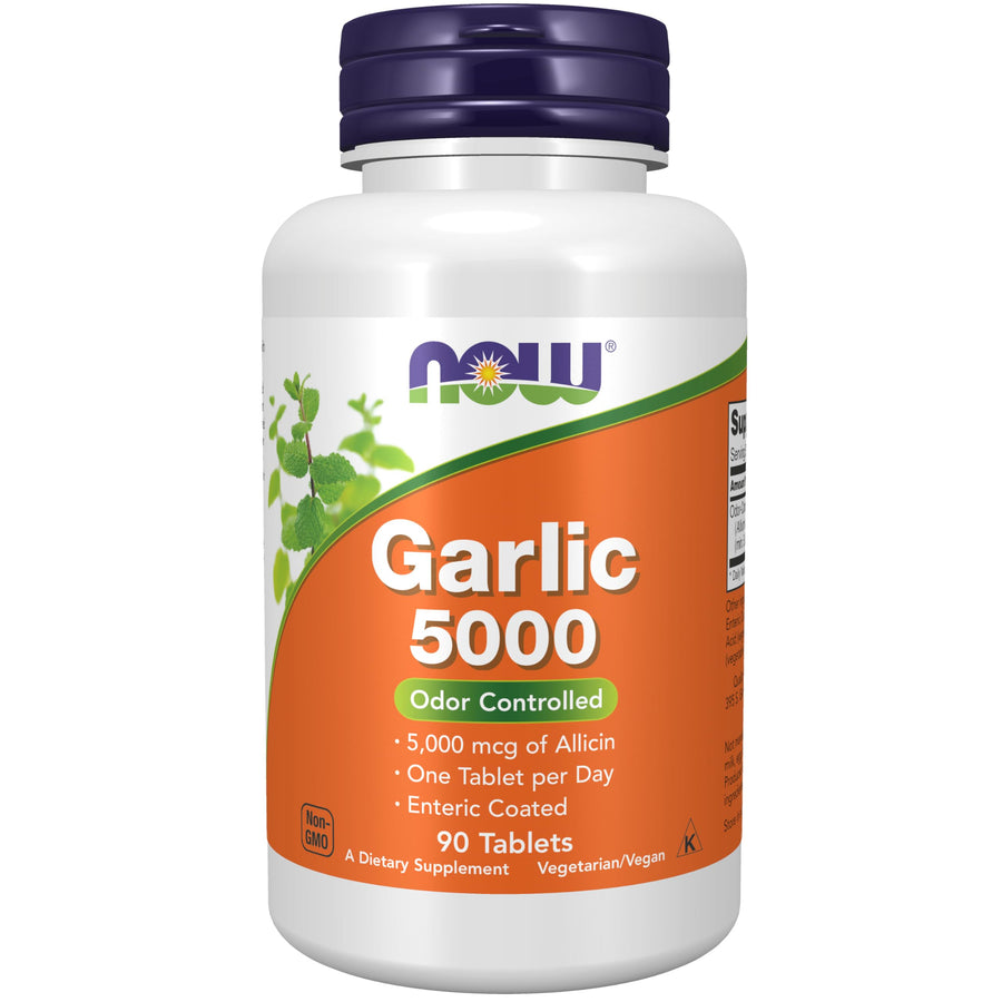 NOW Garlic 5000 Enteric Coated, 90 Count