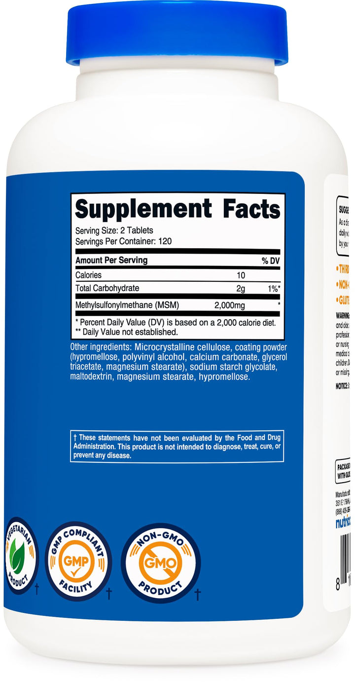 Nutricost MSM Tablets, 2000 mg, 240 Count