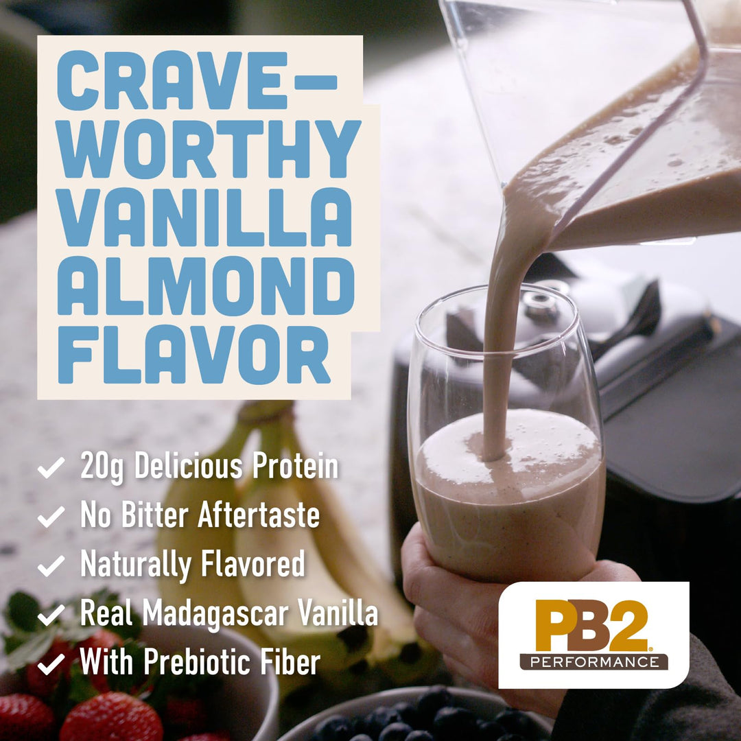 PB2 Performance Almond Plant Based Vegan Protein Powder, Almond with Madagascar Vanilla, 1 lb