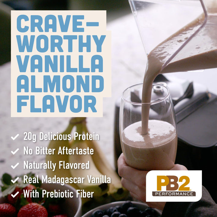 PB2 Performance Almond Plant Based Vegan Protein Powder, Almond with Madagascar Vanilla, 1 lb
