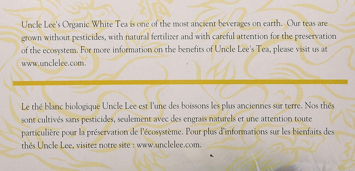 Uncle Lee's Tea Organic White Tea, 100 Count