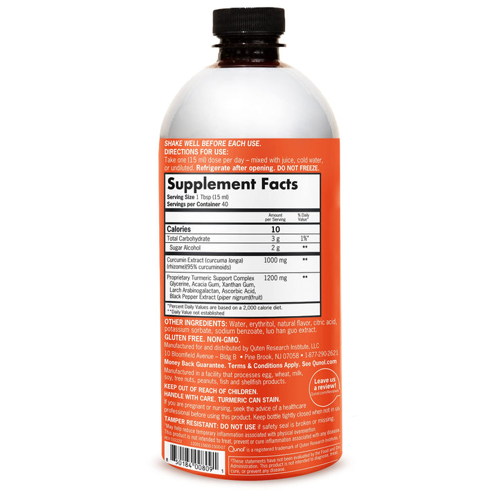 Qunol Liquid Turmeric Curcumin 1000 mg, Tropical Orange Flavor, 600 ml