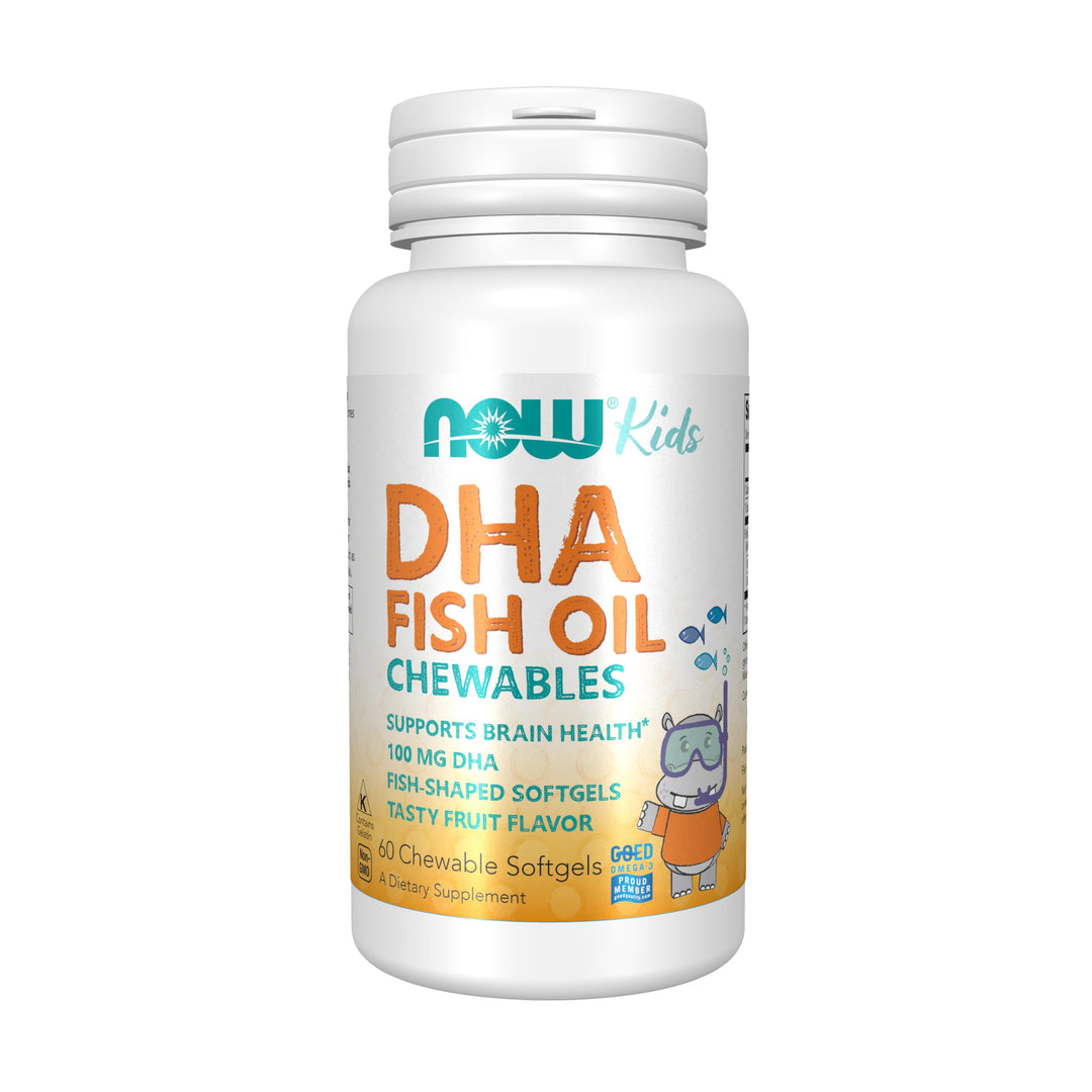 NOW DHA Kids 100 mg, Fruit Flavor, 60 Count