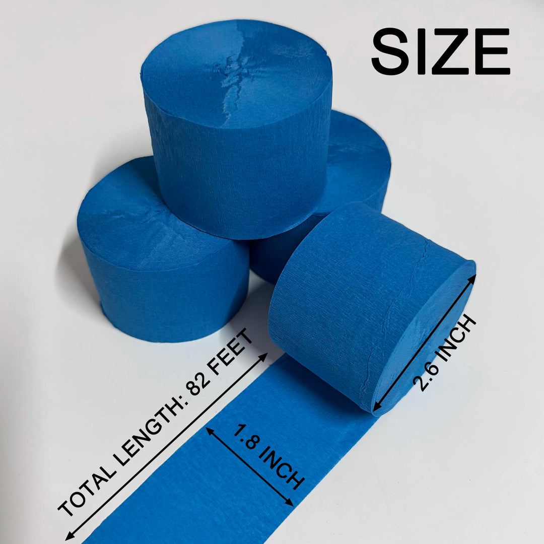 AOODOOM Crepe Paper Streamers, Blue, 4 Rolls