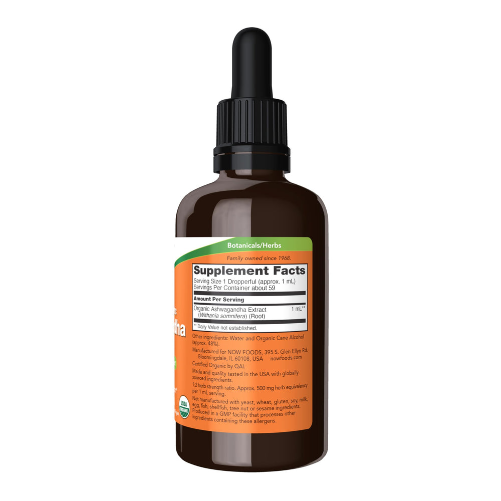 NOW Ashwagandha Liquid Extract, Organic, 2 fl oz