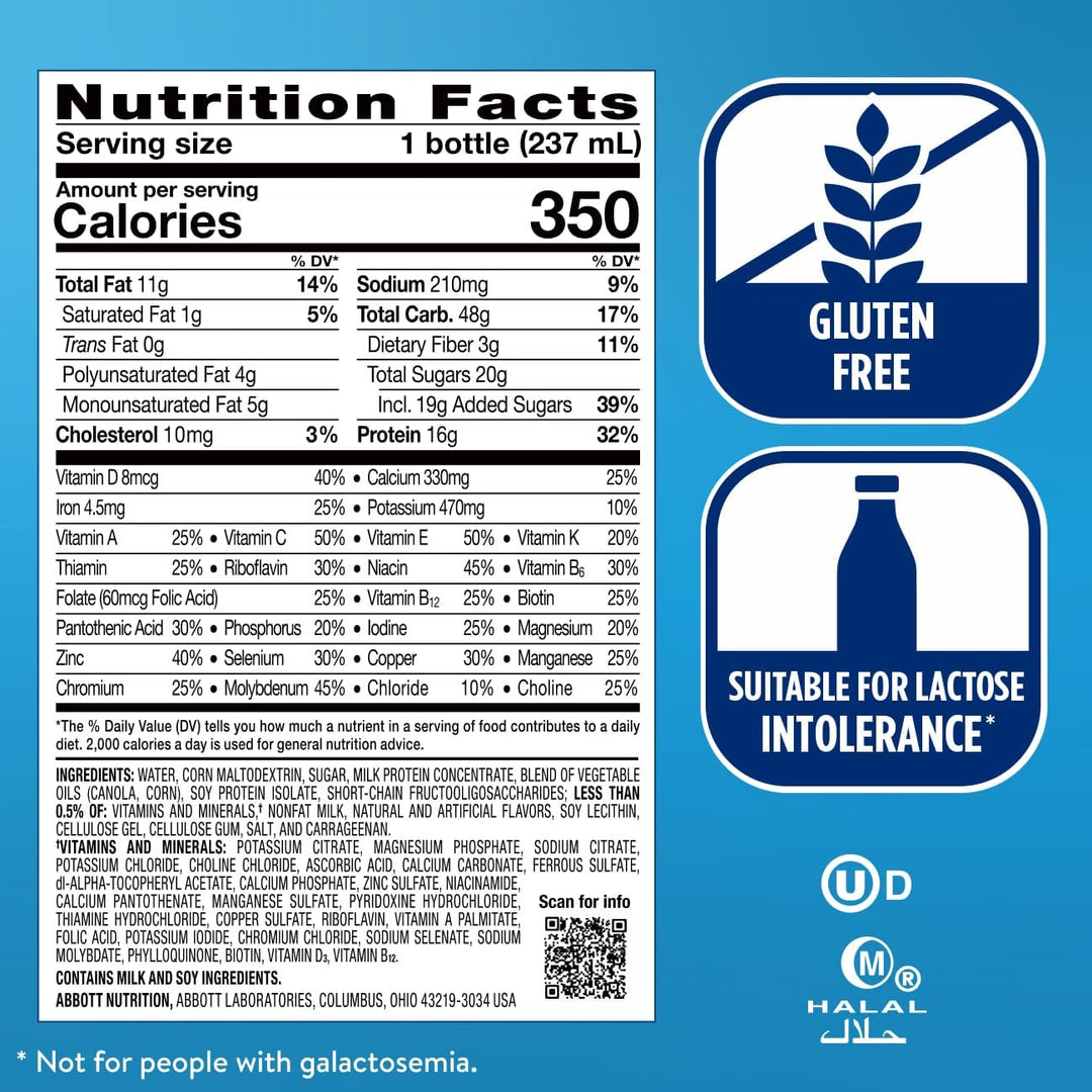 Ensure Plus Nutrition Shake With Fiber, Vanilla, 8 fl oz, Pack of 24