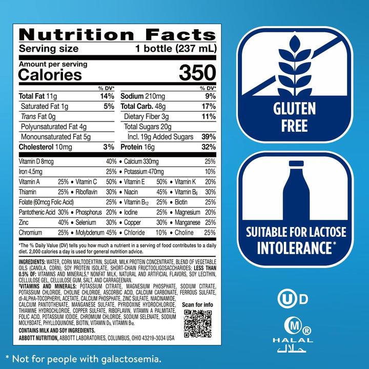 Ensure Plus Nutrition Shake With Fiber, Vanilla, 8 fl oz, Pack of 24