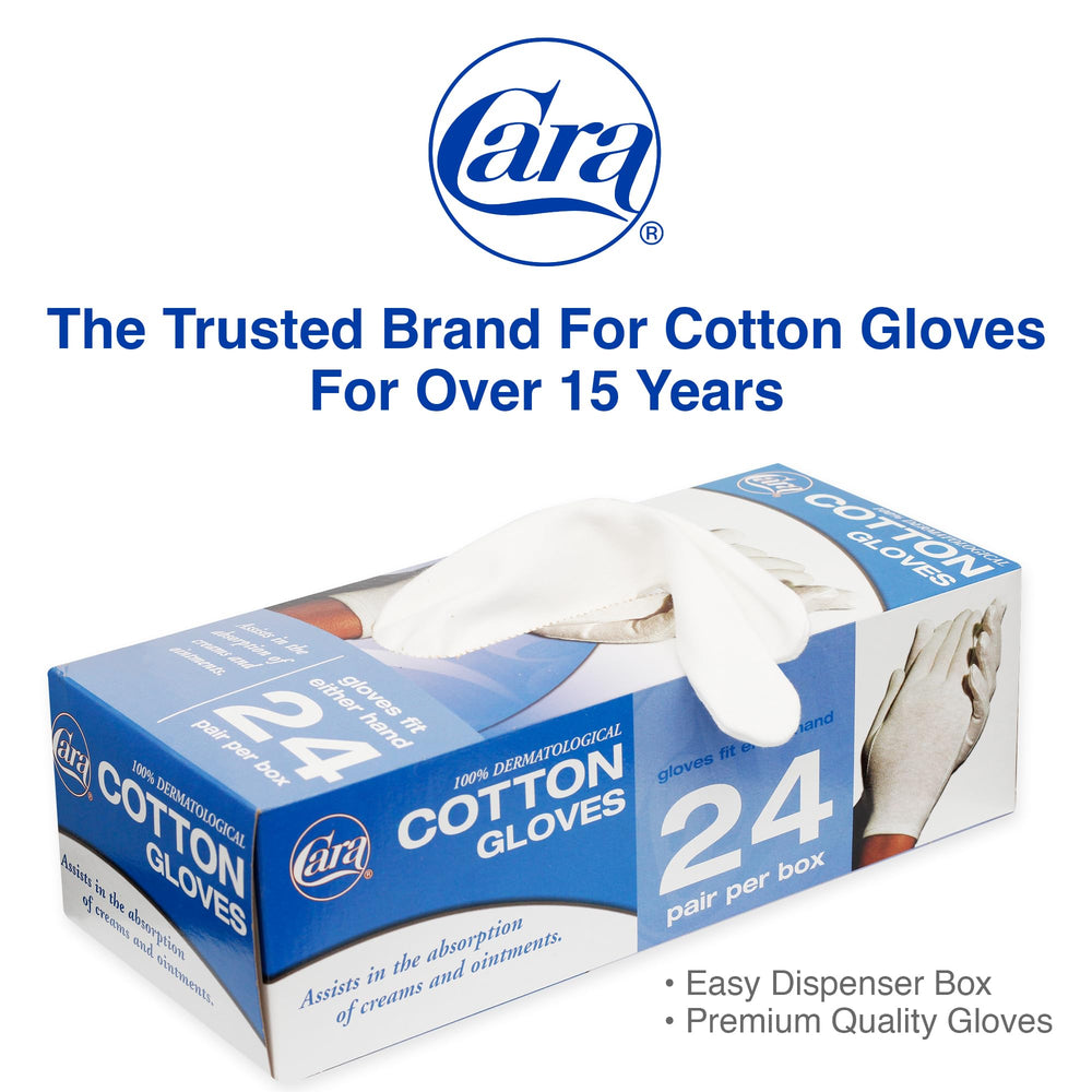 CARA Moisturizing Eczema Cotton Gloves, Large, 24 Count, Pack of 24