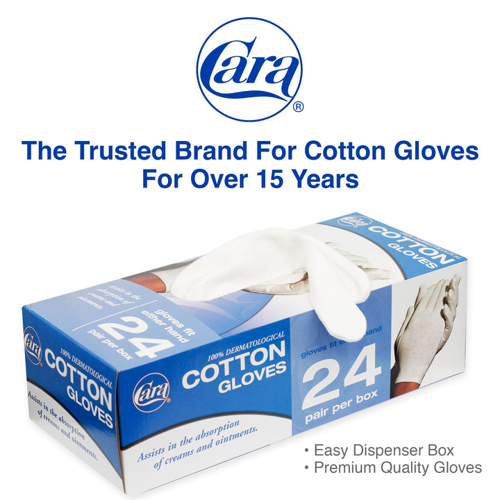 CARA Moisturizing Eczema Cotton Gloves, Large, 24 Count, Pack of 24