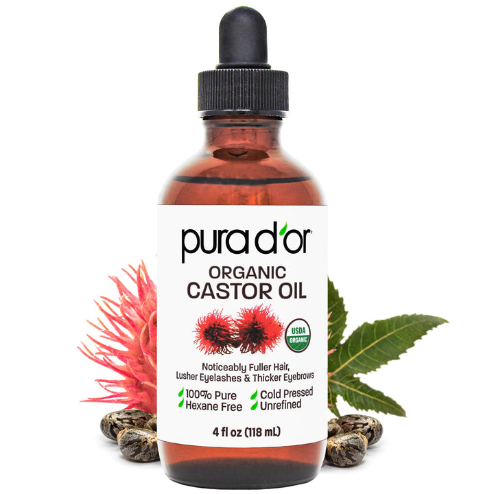 PURA D'OR Organic Castor Oil, 4 fl oz