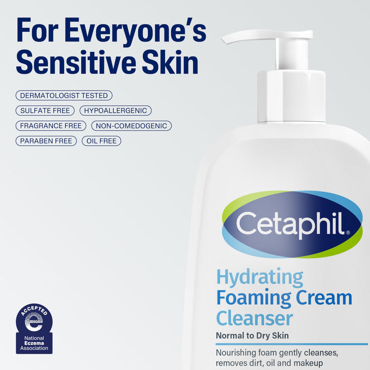 Cetaphil Cream To Foam Face Wash, Sensitive Skin, 16 oz