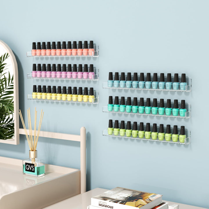 FEMELI Acrylic Nail Polish Rack And Organiser, Clear, 6 Count