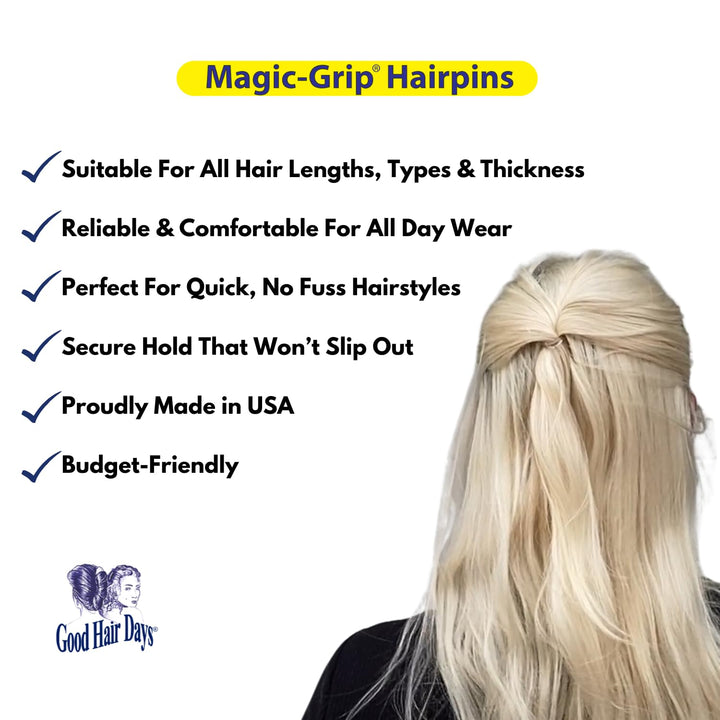 Good Hair Days Magic-Grip Hair Pins, Shell, 10 Count