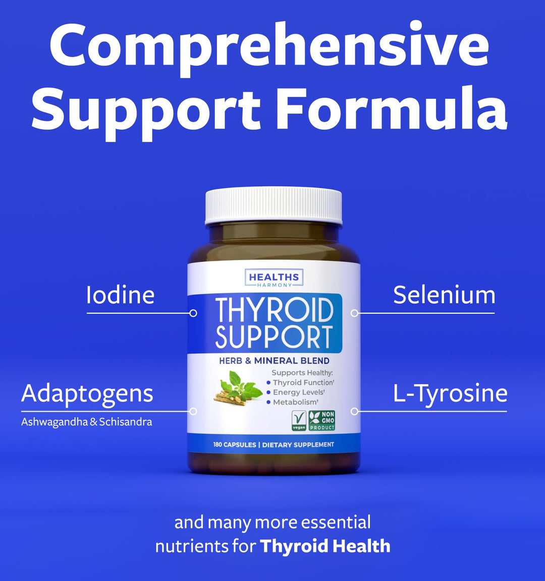 Healths Harmony Thyroid Support With Iodine, 180 Count