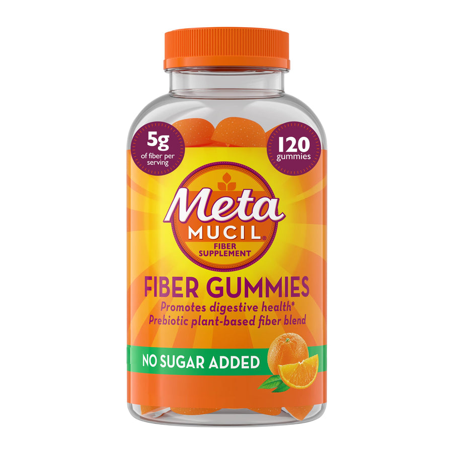 Metamucil Fiber Supplement Gummies, Sugar Free Orange, 120 Count