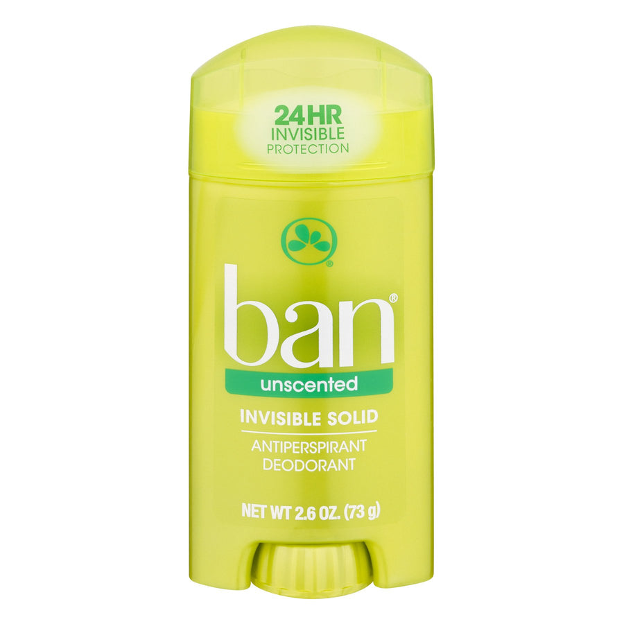 Ban Anti-Perspirant Deodorant Invisible Solid, Unscented, 2.60 oz