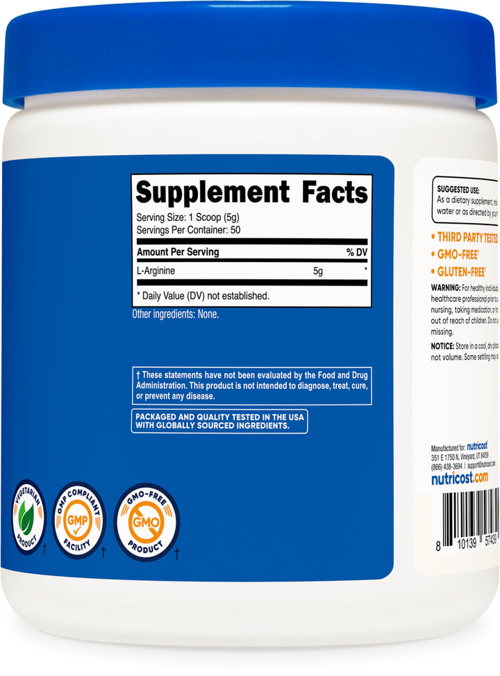 Nutricost L-Arginine Powder, 250 g