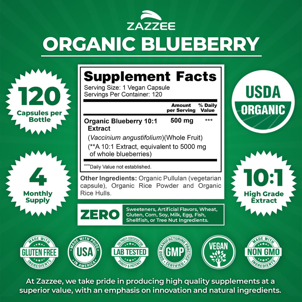 Zazzee Blueberry Extract, 5000 mg, 120 Count