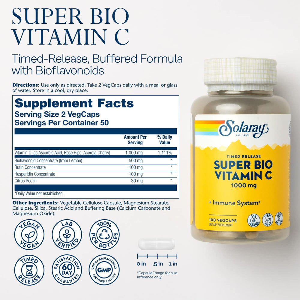 SOLARAY Super Bio Vitamin C, Time Release, 100 Count