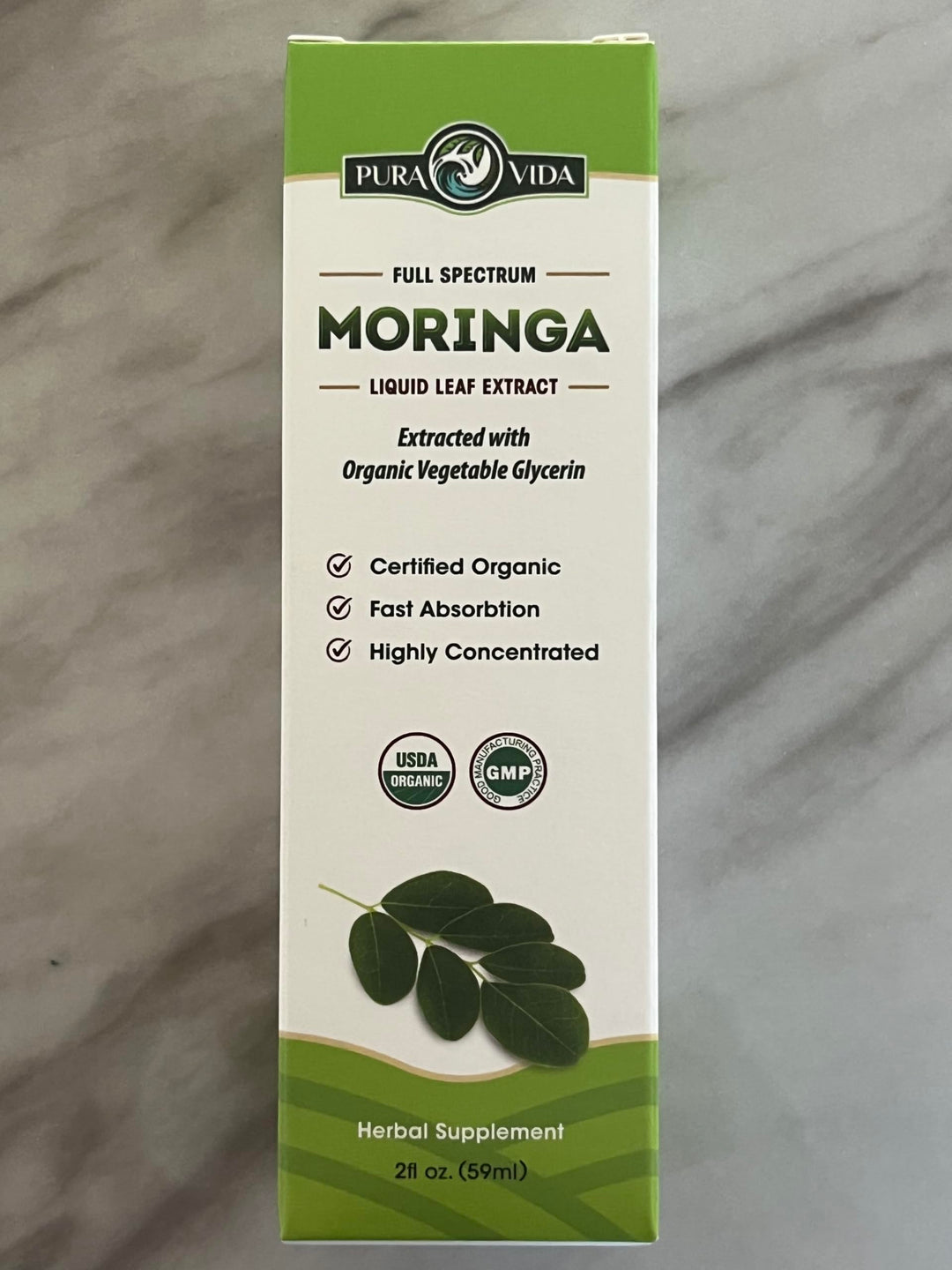 PURA VIDA MORINGA Moringa Oleifera Leaf Extract Drops, 2 oz