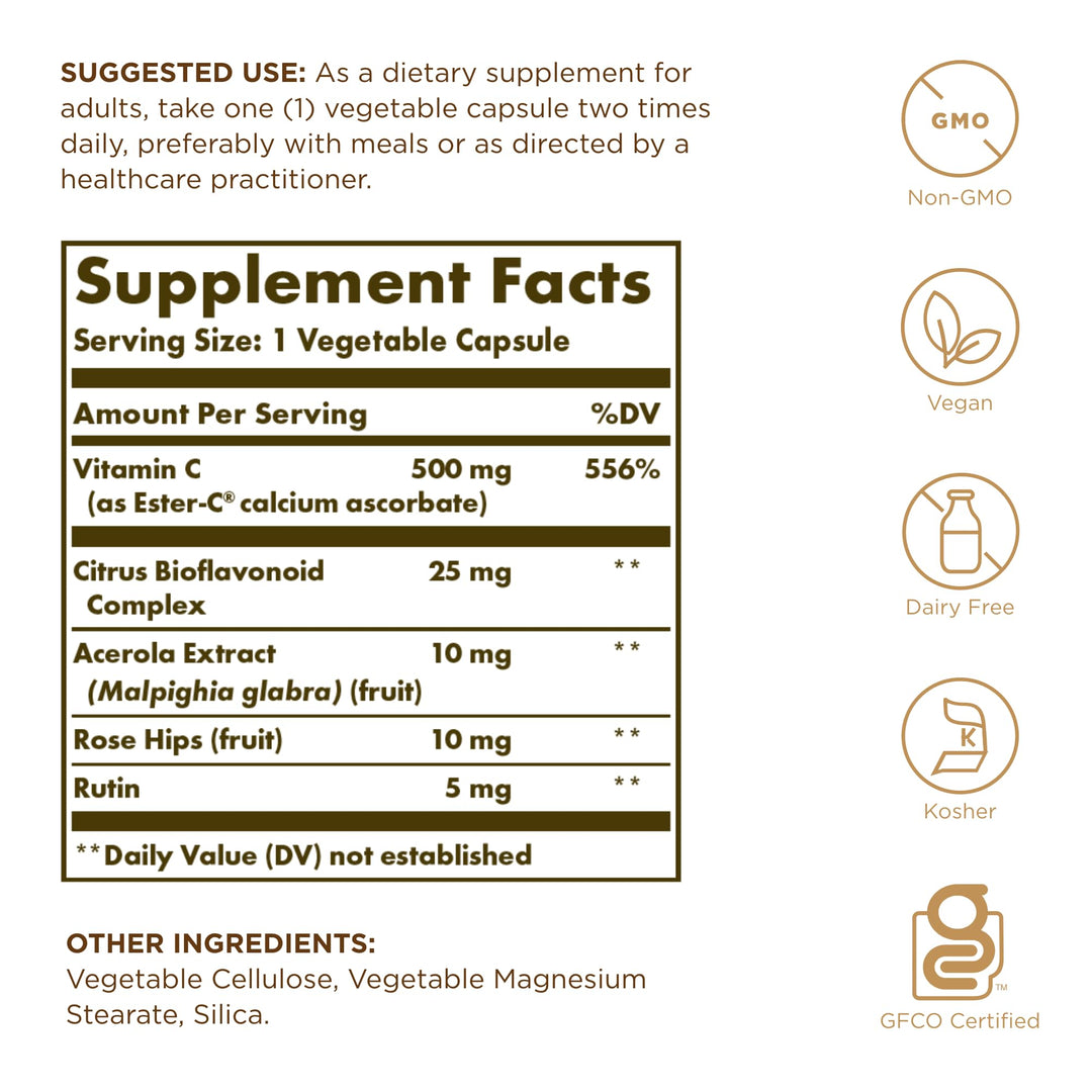 Solgar Ester-C Plus, 500 mg, 50 Count