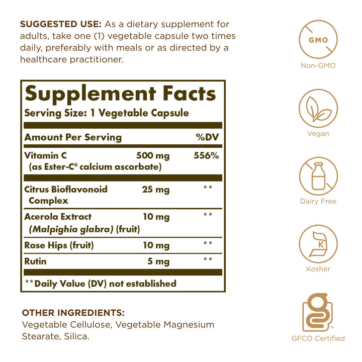 Solgar Ester-C Plus, 500 mg, 50 Count