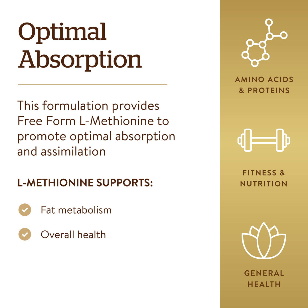 Solgar L-Methionine, 500 mg, 90 Count