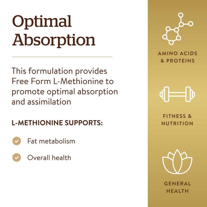 Solgar L-Methionine, 500 mg, 90 Count
