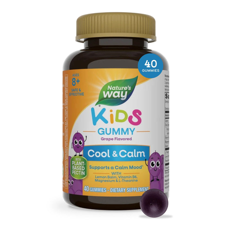 Nature's Way Kids Cool & Calm Gummies, Magnesium L-Theanine, 40 Count