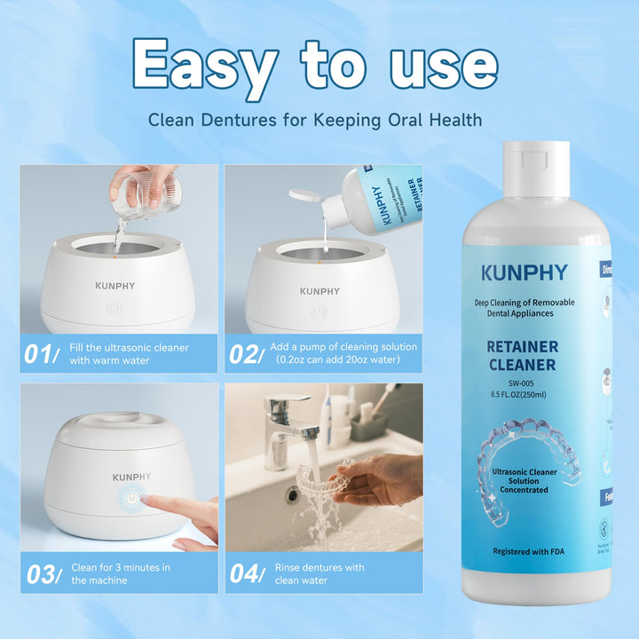 kunphy Ultrasonic Retainer Cleaner Solution, 8.5 oz