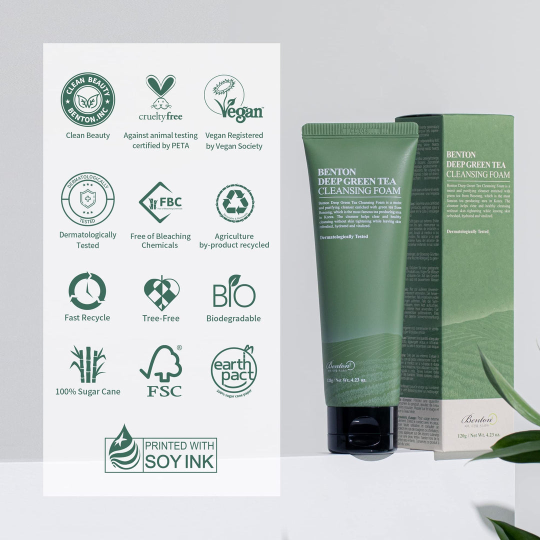 Benton Deep Green Tea Cleansing Foam, 120 g