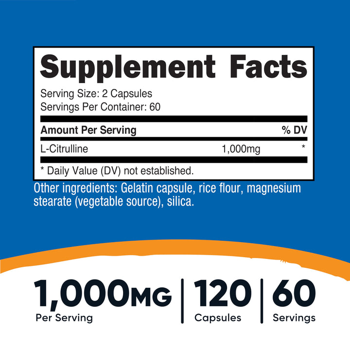 Nutricost L-Citrulline, 500 mg, 120 Count