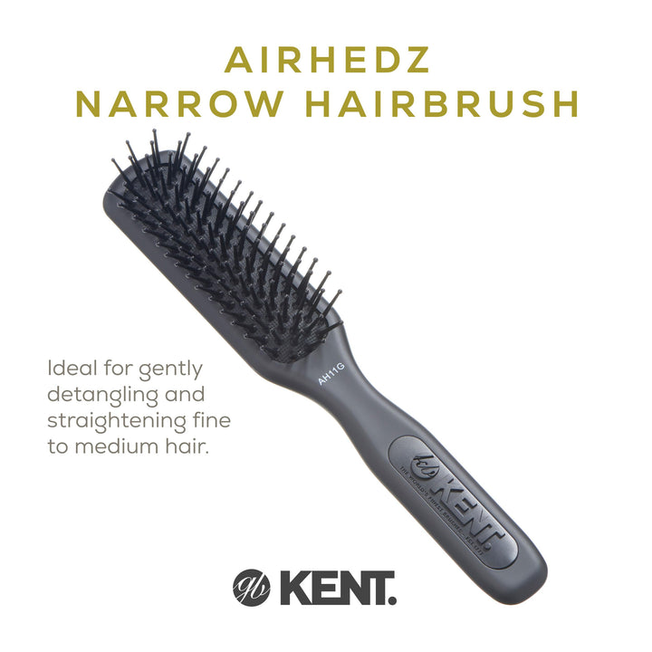 Kent Airhedz Pro Narrow Pin Hair Brush, Fine Pin, Grey