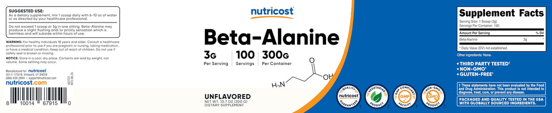 Nutricost Beta Alanine Powder, 300 g