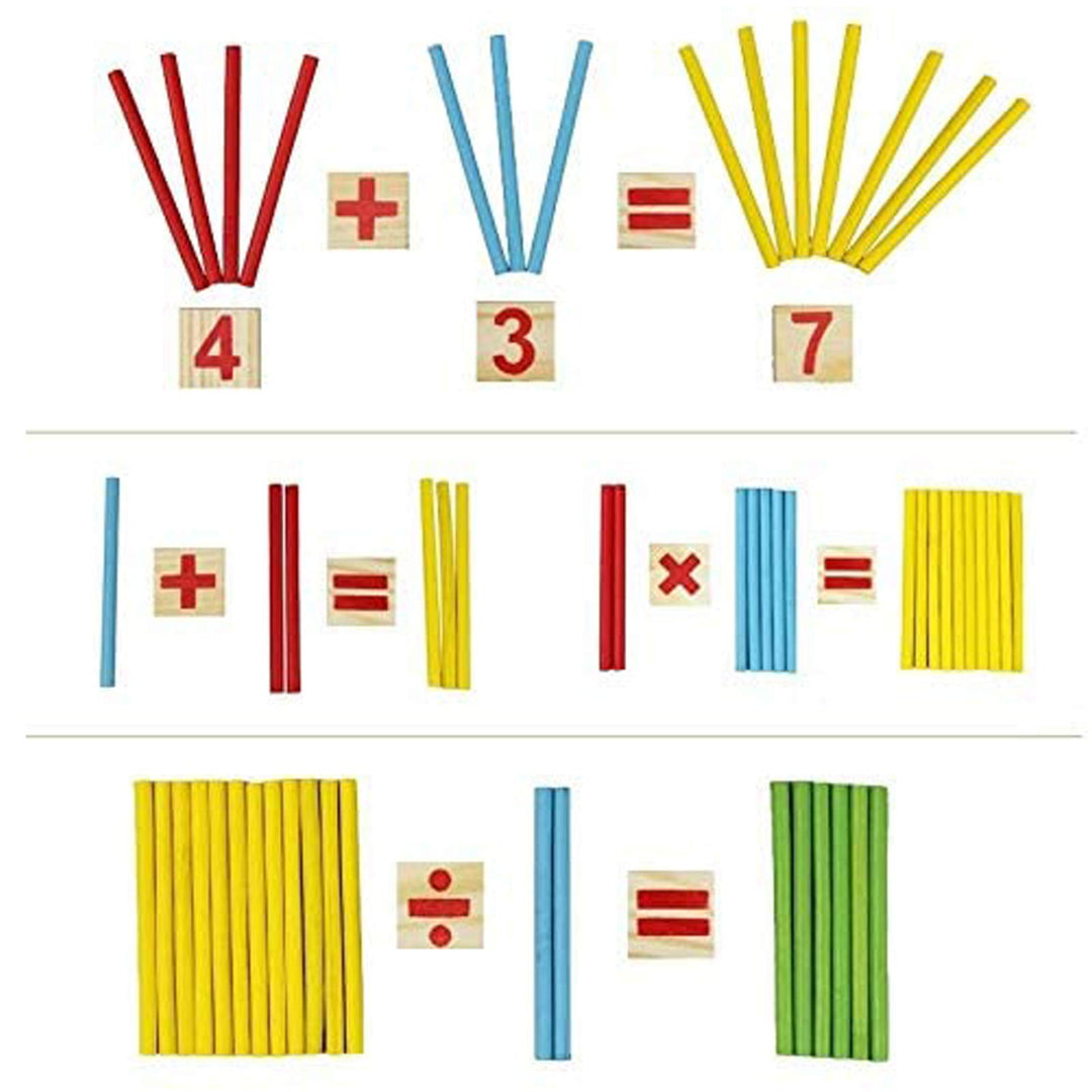 KUTOI Counting Number Blocks And Sticks, Wooden Rods With Storage Tray