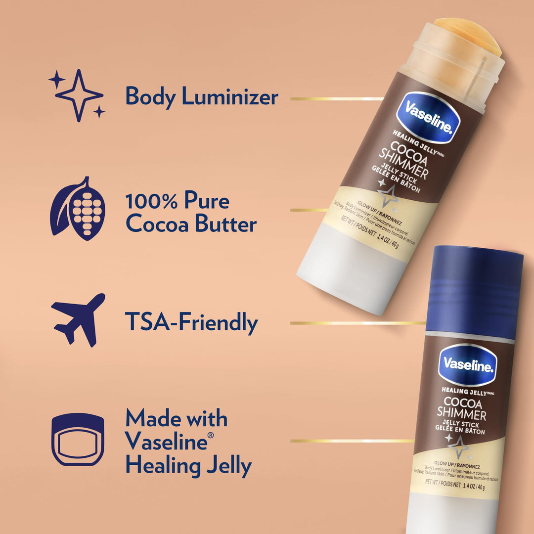 Vaseline Cocoa Shimmer Jelly Stick, 3 Count
