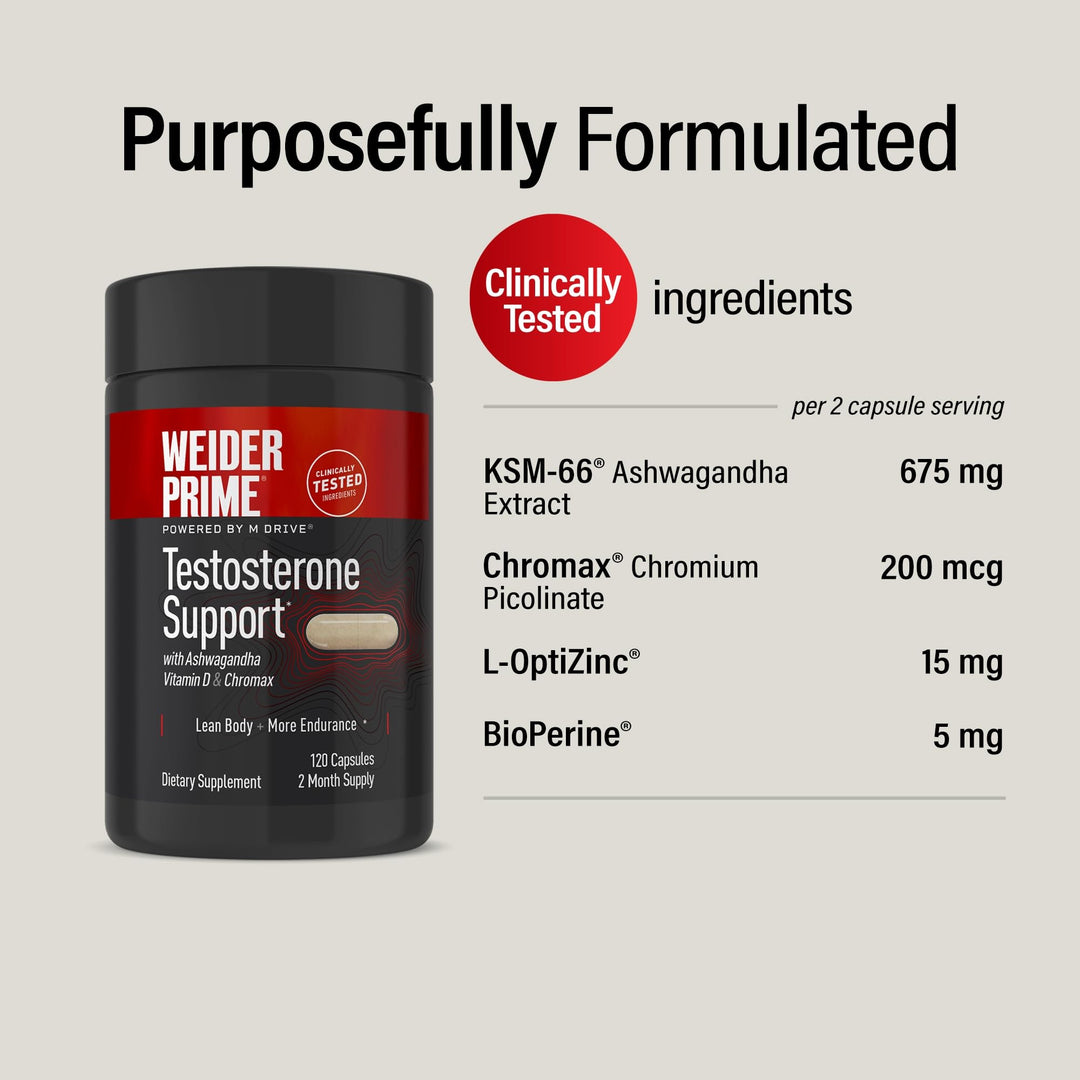 Weider Prime Testosterone Support, 120 Count