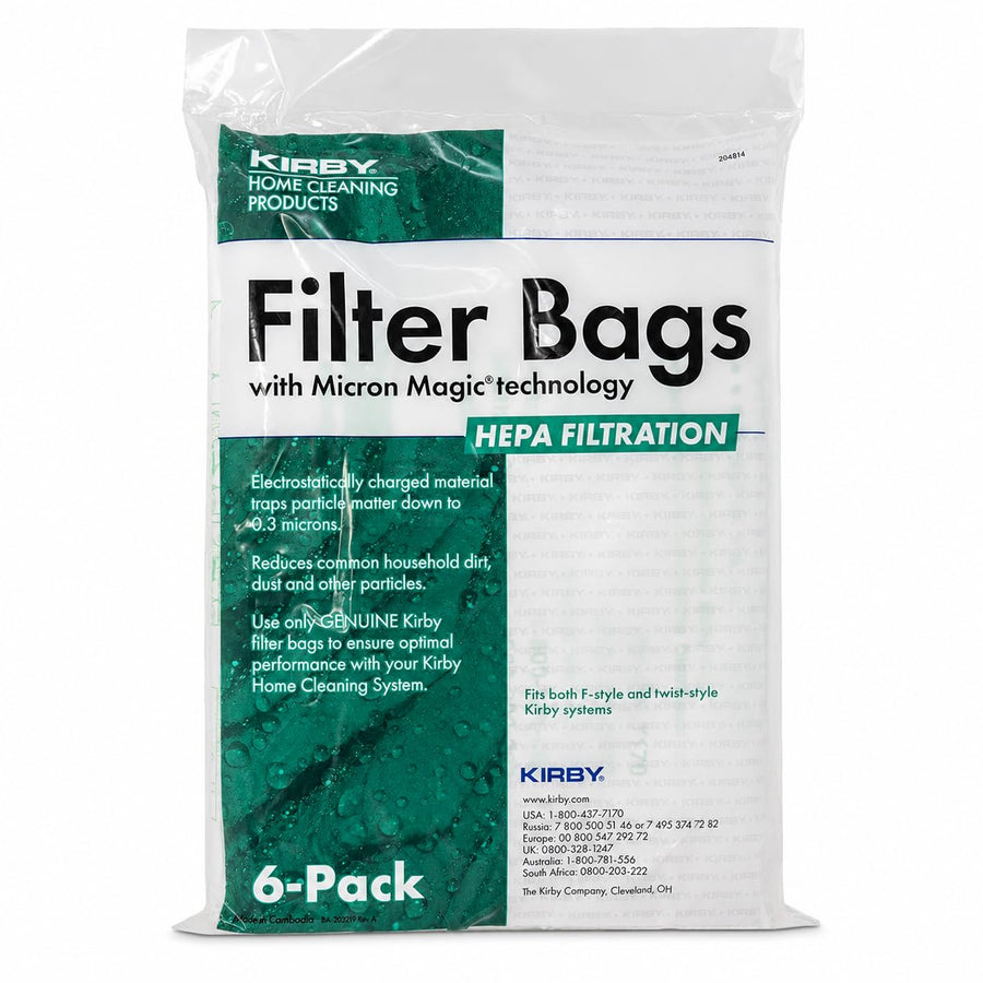 Kirby Micron Magic HEPA Filter Plus Bags, White, 6 Count
