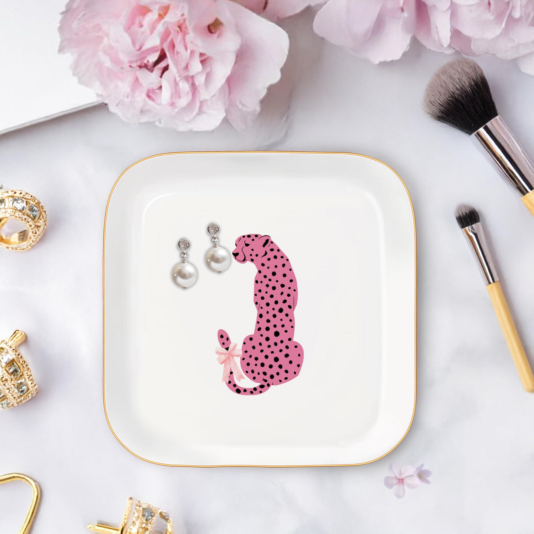 MQPPKJ Jewelry Dish, Pink Preppy Cheetah