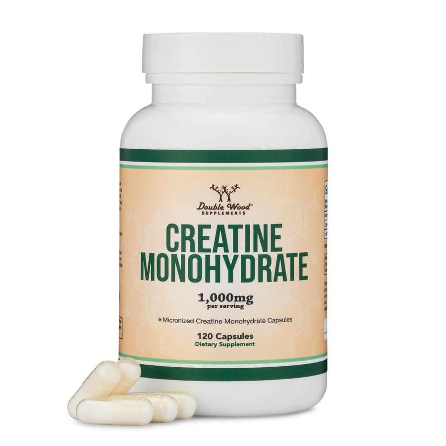 Double Wood Supplements Creatine Monohydrate Capsules, 1,000 mg, 120 Count
